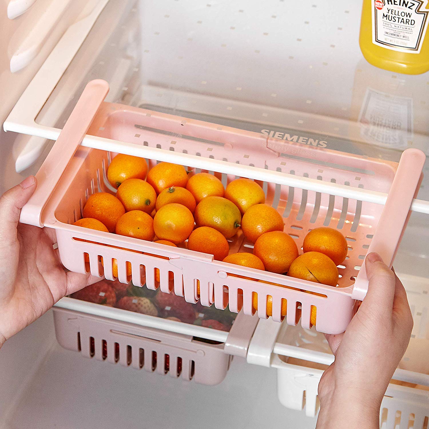 Fridge Sliding Drawer Storage Basket for Fruit and Vegetable Storage- Set of 2 (Set of 2) 7