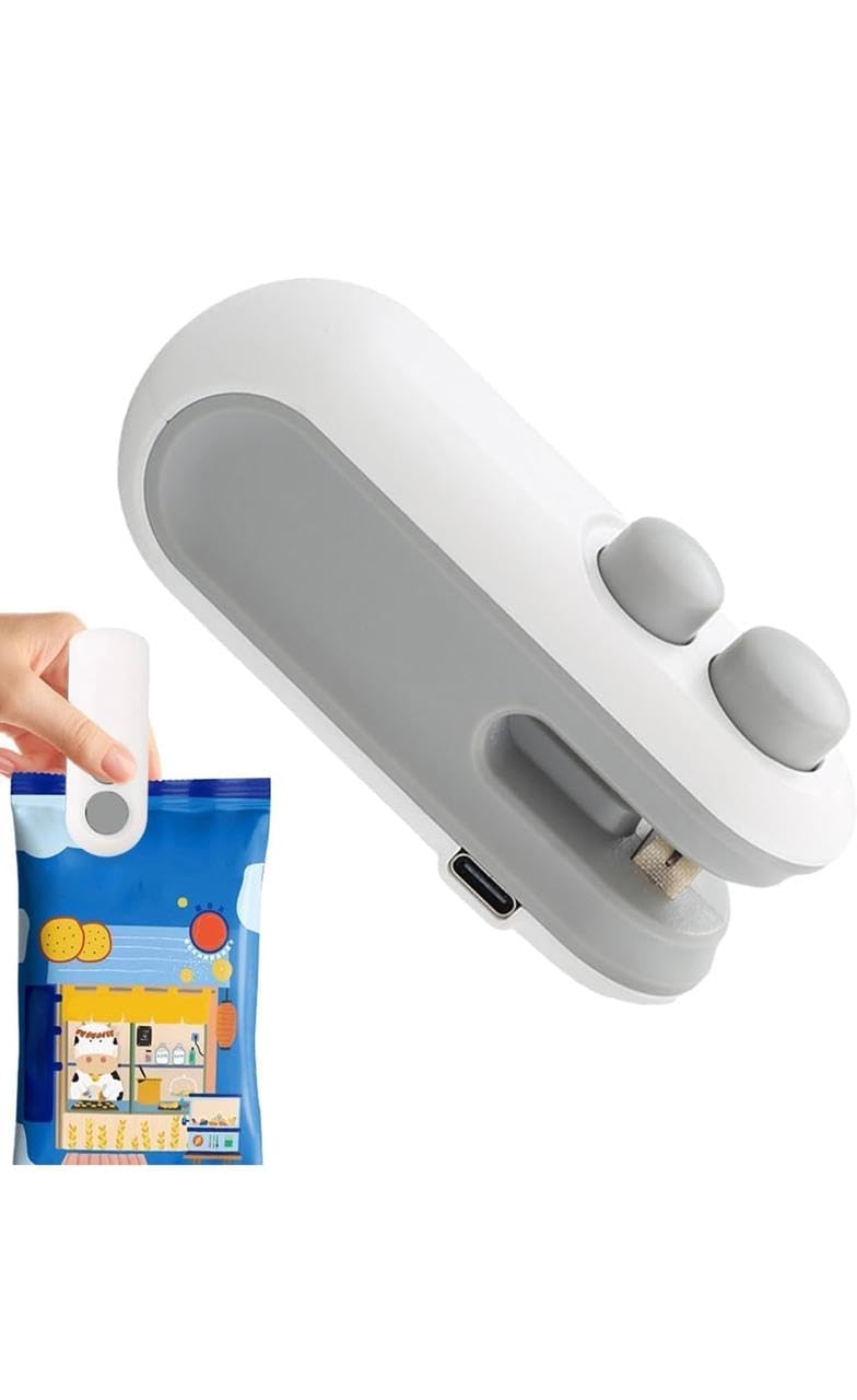 MiniPy Portable Plastic Bag Sealing Machine | Mini Bag Sealer with Cutter and Magnet | Packet Sealer for Food, Chips, Snacks, Traveling Food Packets Bags (Rechargeable) 1Pcs (Black) 6