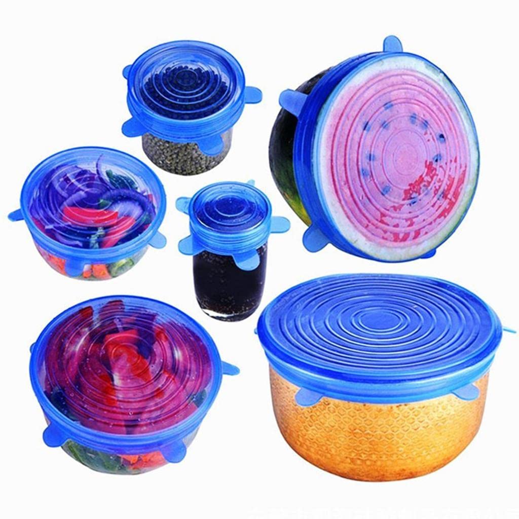 Silicone Stretch Lids – Reusable Bowl and Food Covers (Blue, Set of 6) 9