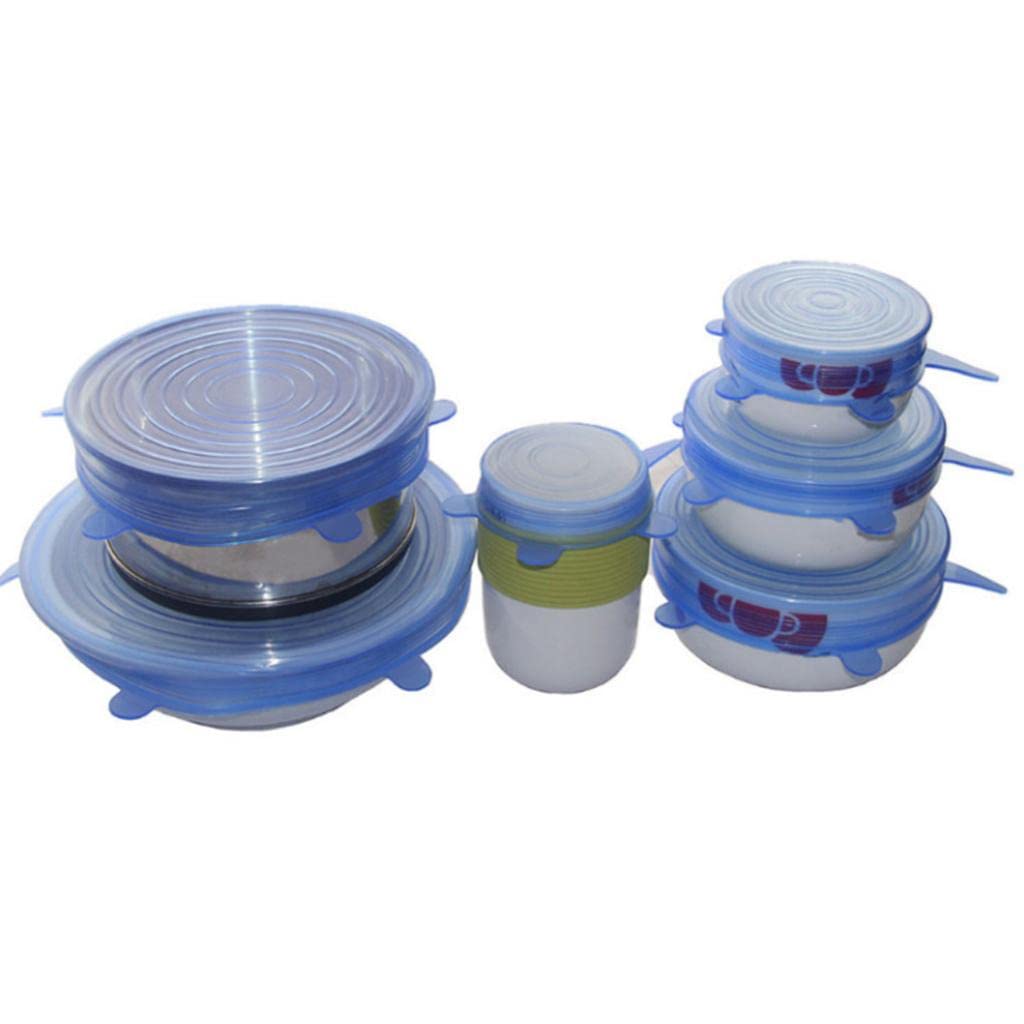 Silicone Stretch Lids – Reusable Bowl and Food Covers (Blue, Set of 6) 6