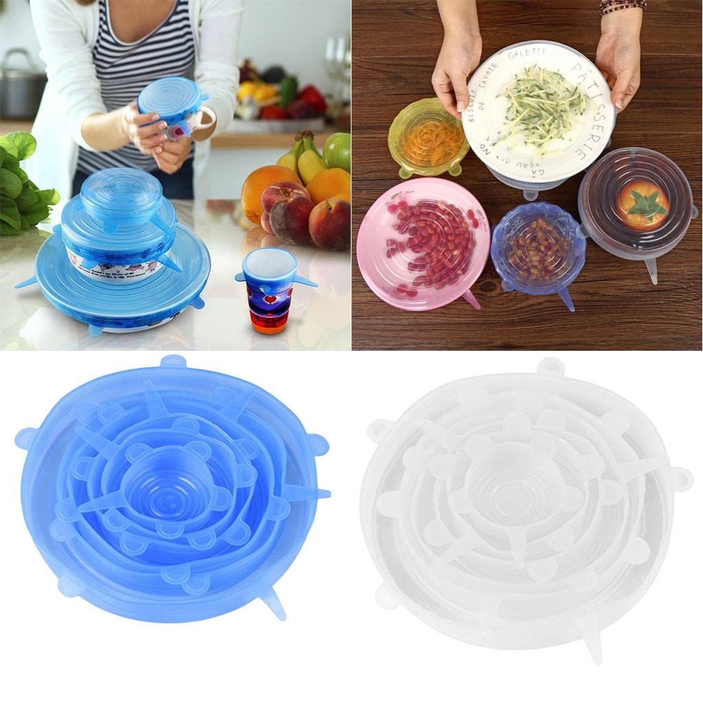 Silicone Stretch Lids – Reusable Bowl and Food Covers (Blue, Set of 6) 5
