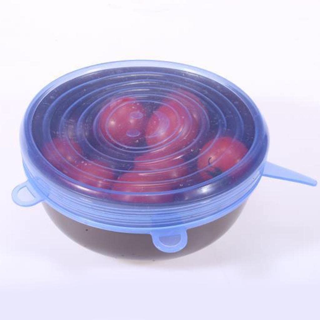 Silicone Stretch Lids – Reusable Bowl and Food Covers (Blue, Set of 6) 3