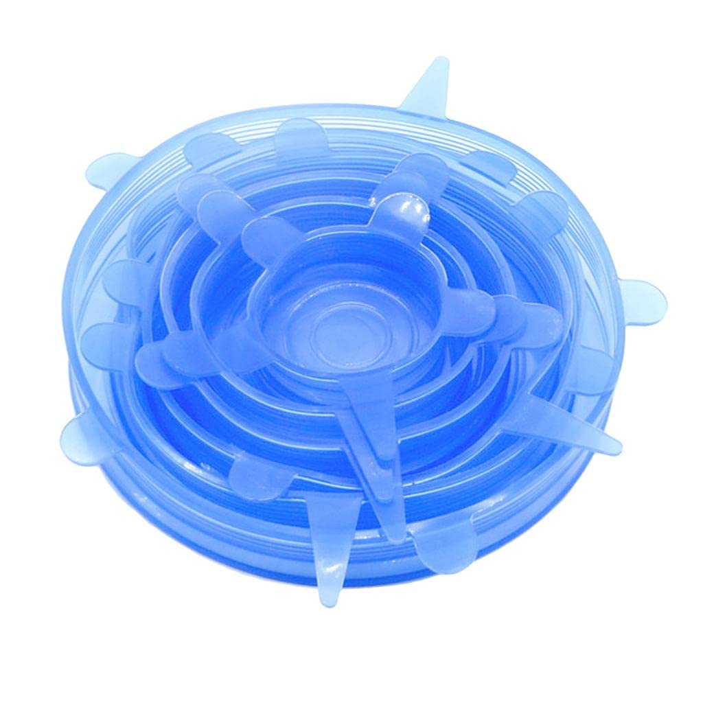 Silicone Stretch Lids – Reusable Bowl and Food Covers (Blue, Set of 6)